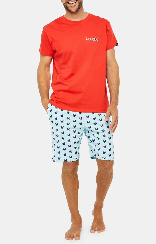 arthur-bob-coq-pyjashort-homme-coton-bio-ciel image 1