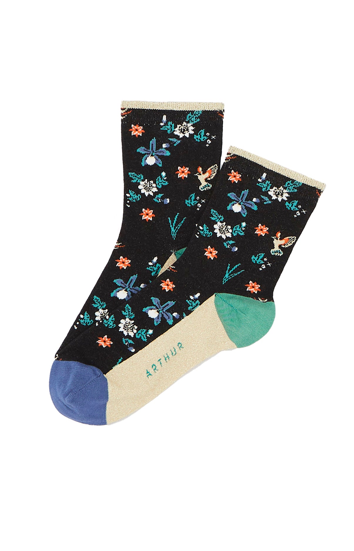 arthur-bob-colibri-chaussettes-femme-noir-coton image 1