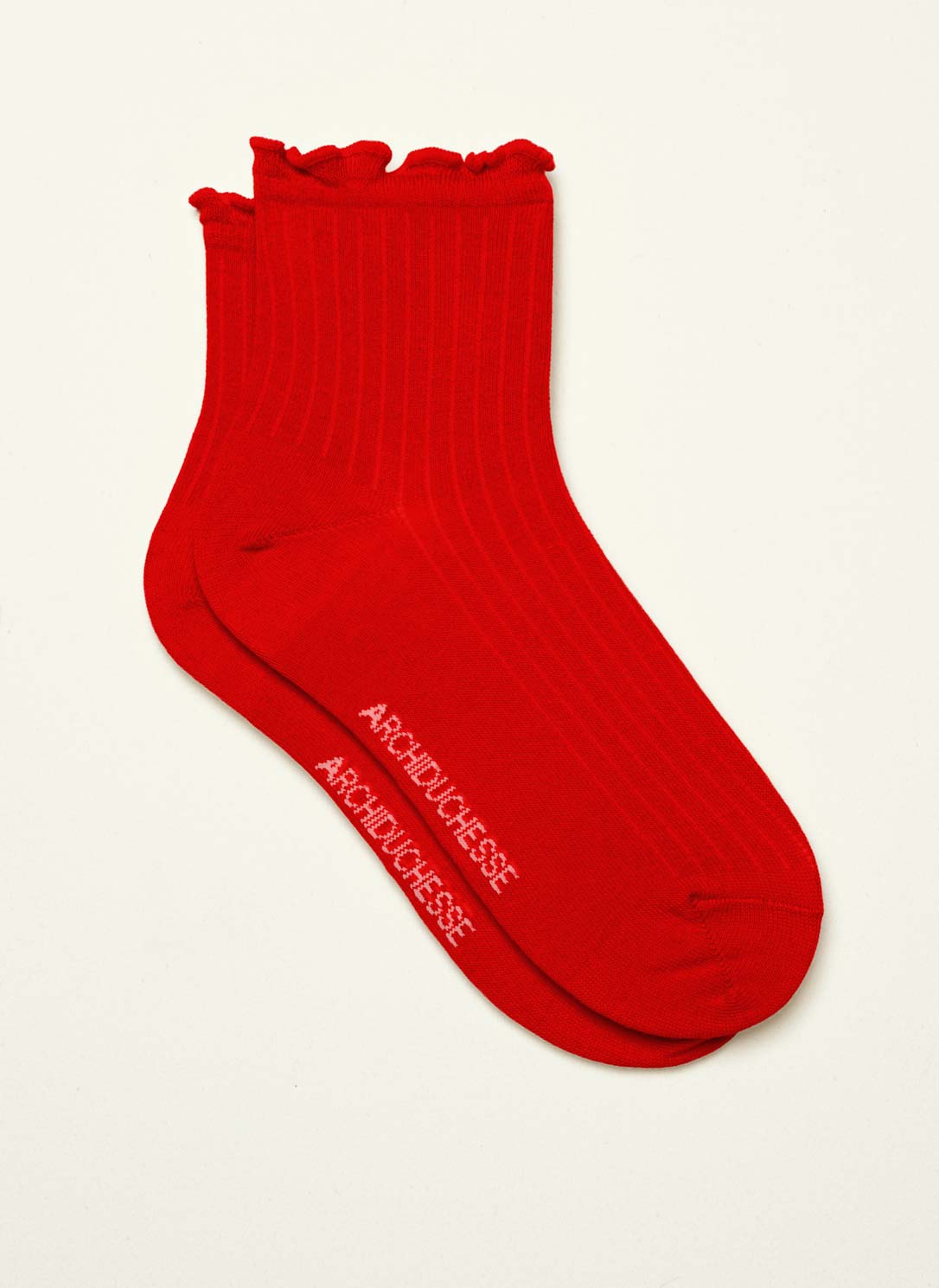 archiduchesse-fantaisie-collerettes-rouge-chaussettes-courtes-coton image 2