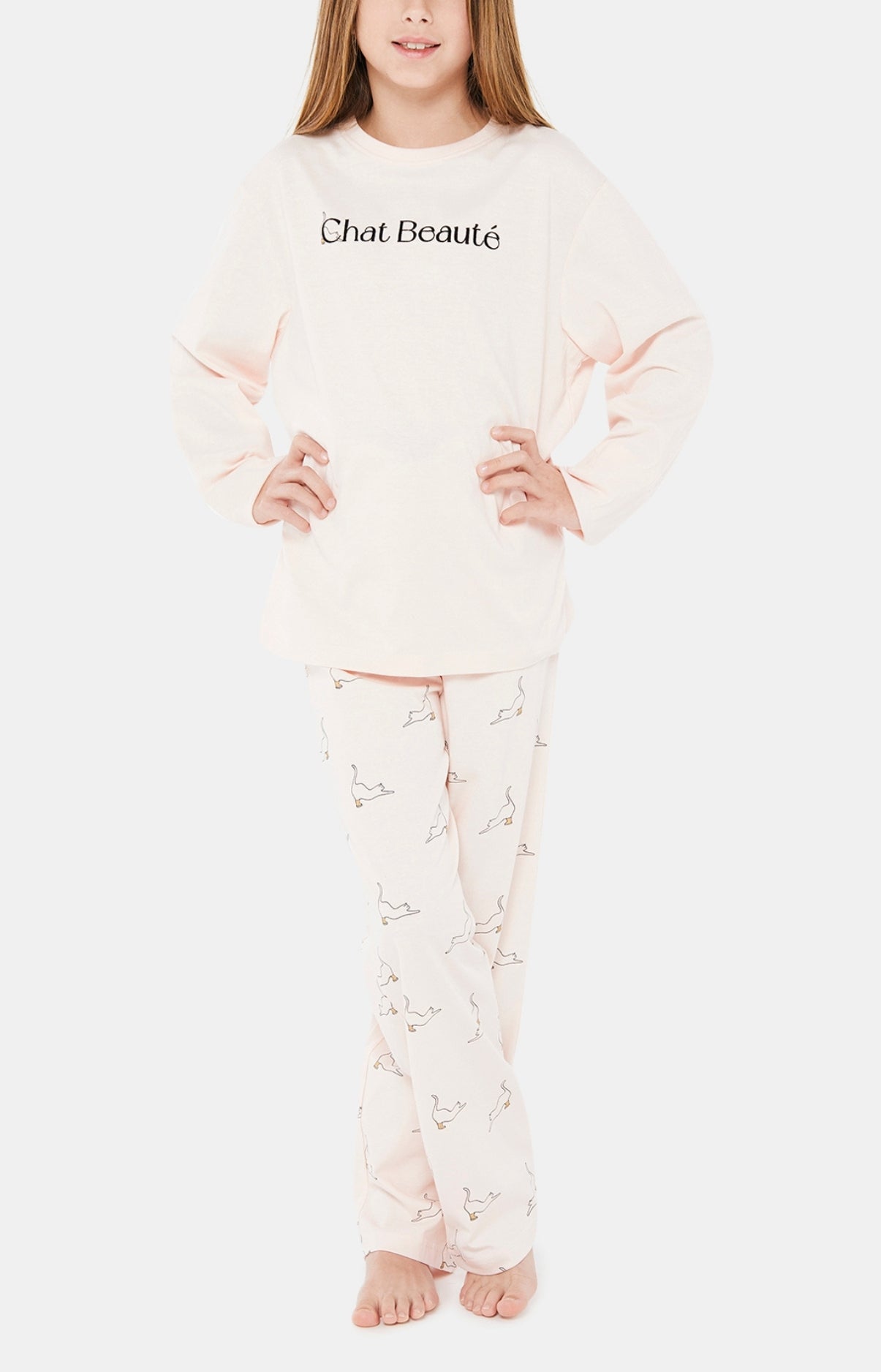 arthur-bob-chat-beaut-pyjama-enfant-poudre-4a-coton-bio image 1
