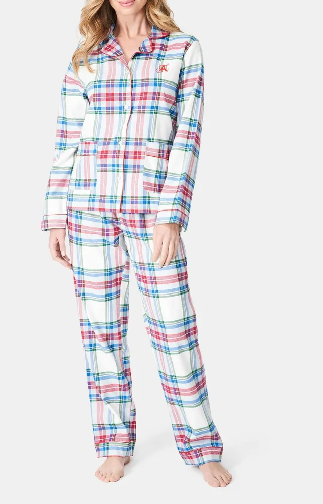 arthur-bob-pyjama-logan-flanelle-blanc-boutonn-pilou-femme image 1