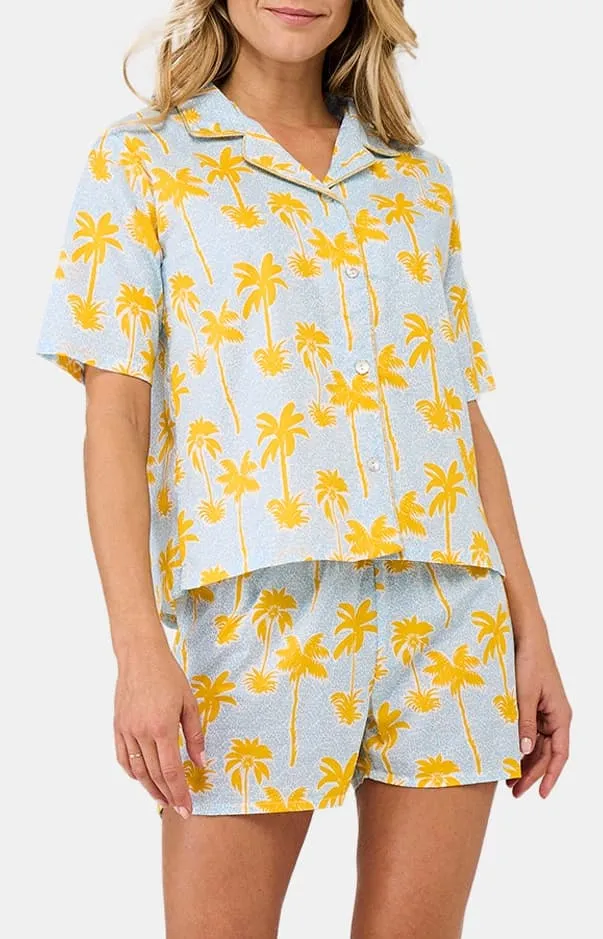 arthur-bob-pyjashort-palmier-pyjama-femme-jaune-bio image 1