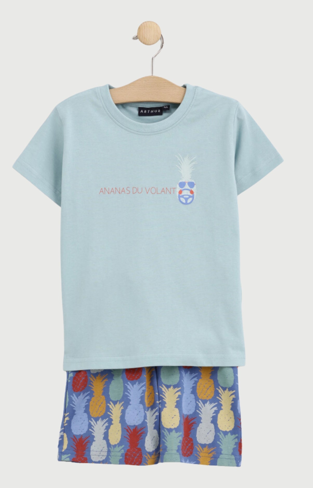 arthur-bob-pyjashort-enfant-denim-ananas-coton-8a image 1