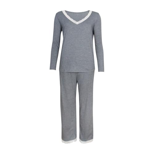 athena-graphic-dentelle-pyjama-long-femme-coton-taille-m image 8