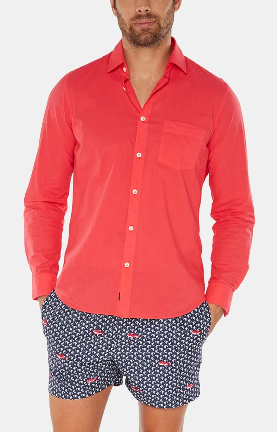 arthur-bob-chemise-voile-coton-rouge-chemise-homme image 1