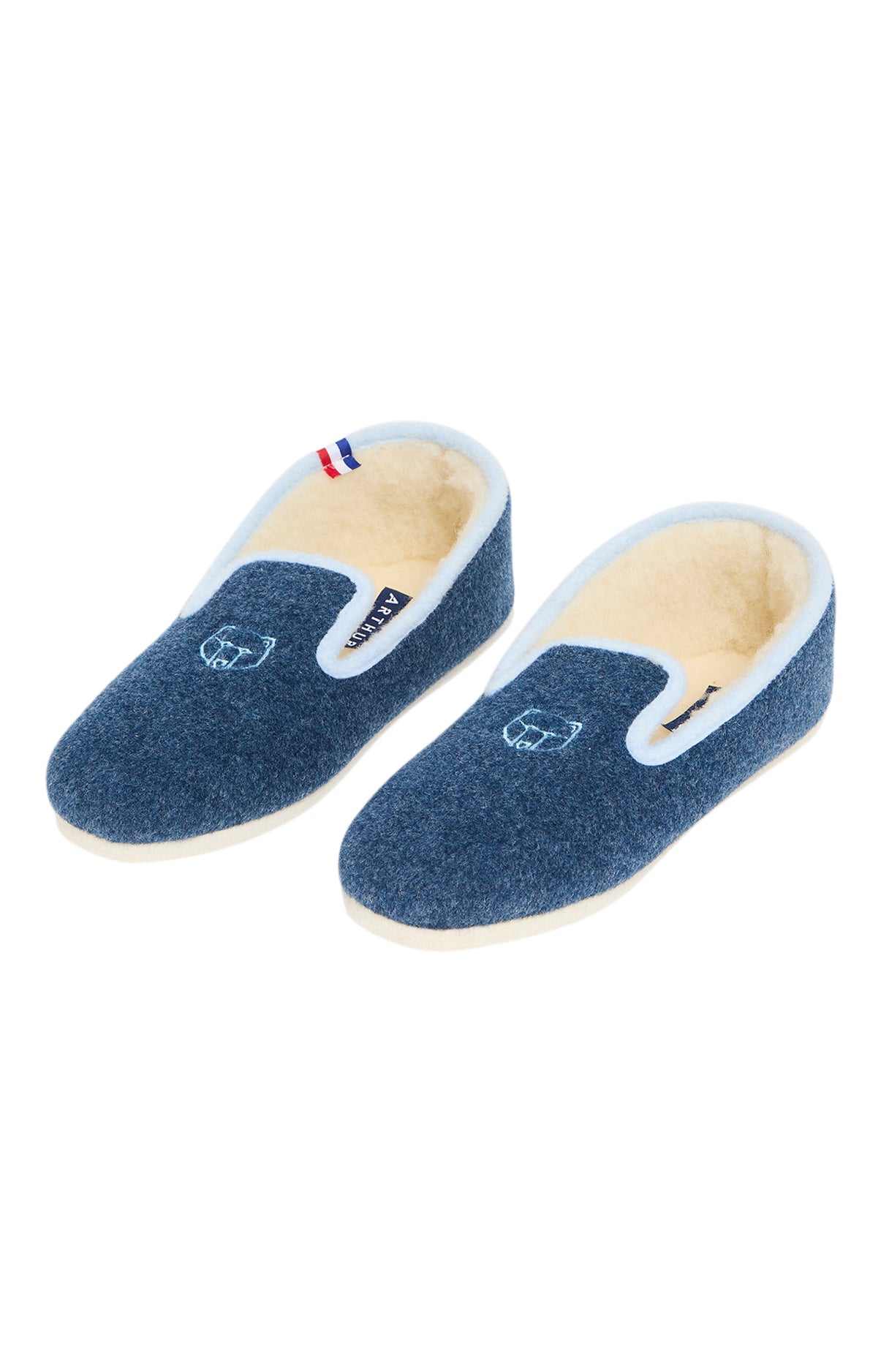arthur-bob-charentaises-piste-bleue-pantoufles-denim-laine image 2