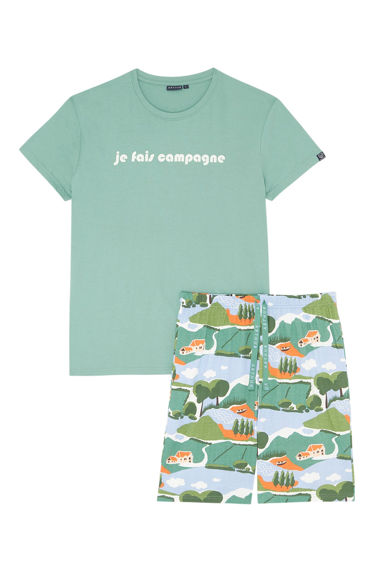 arthur-bob-campagne-pyjashort-coton-bio-vert image 6
