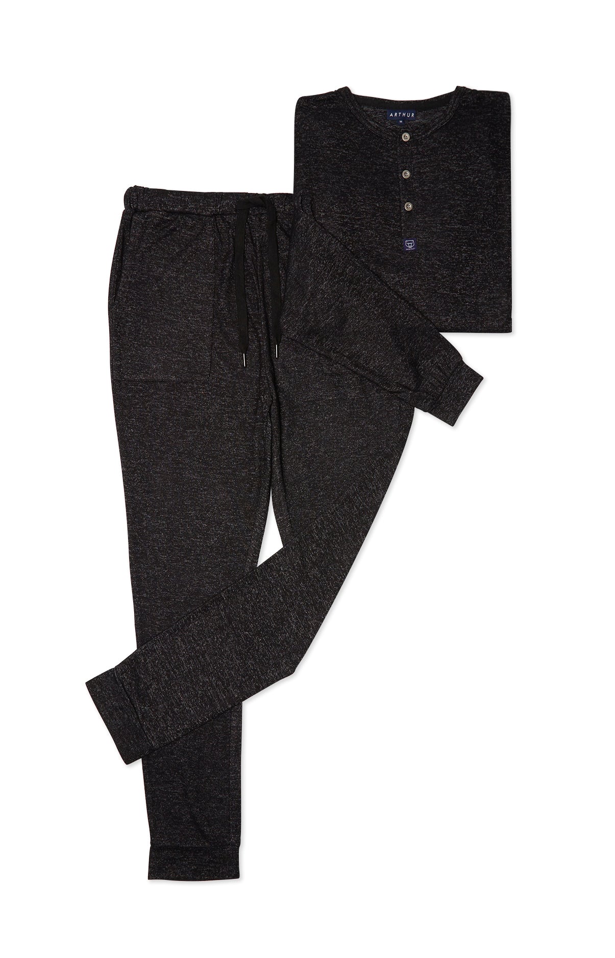 arthur-bob-uni-pyjama-long-homme-anthracite-coton image 3