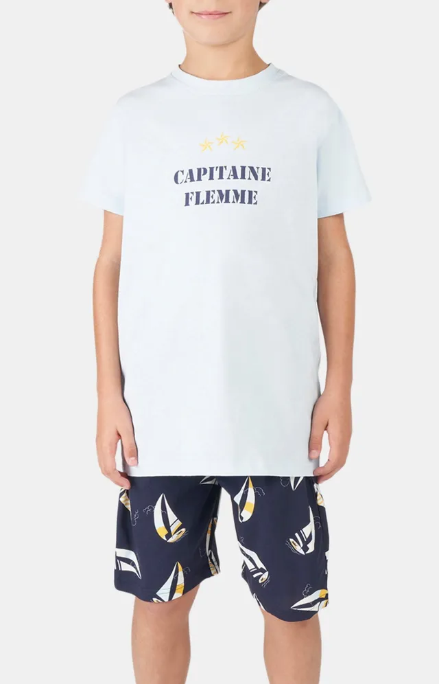 arthur-bob-capitaine-flemme-pyjashort-azur-coton-bio image 1