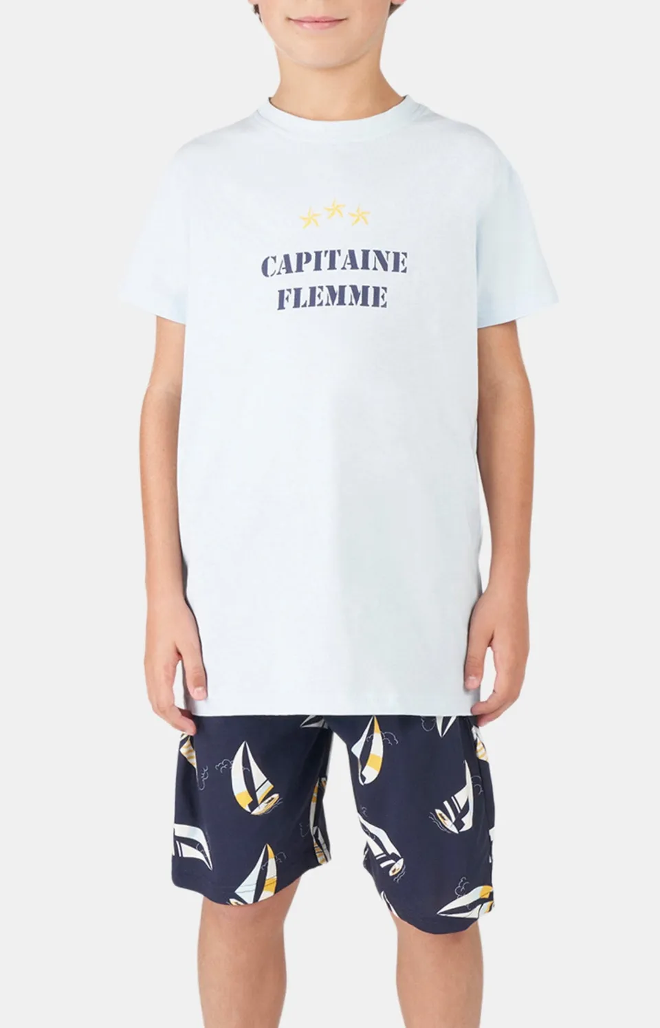 arthur-bob-capitaine-flemme-pyjashort-azur-coton-bio image 1
