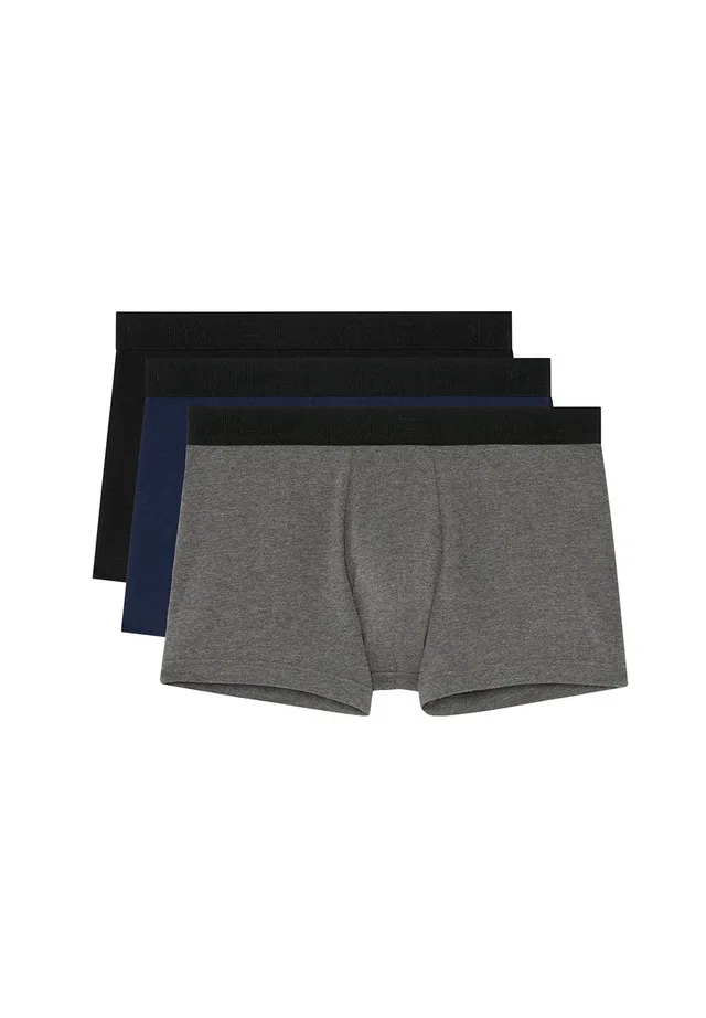 hom-boxerlines-boxer-x3-noir-marine-gris-coton image 1