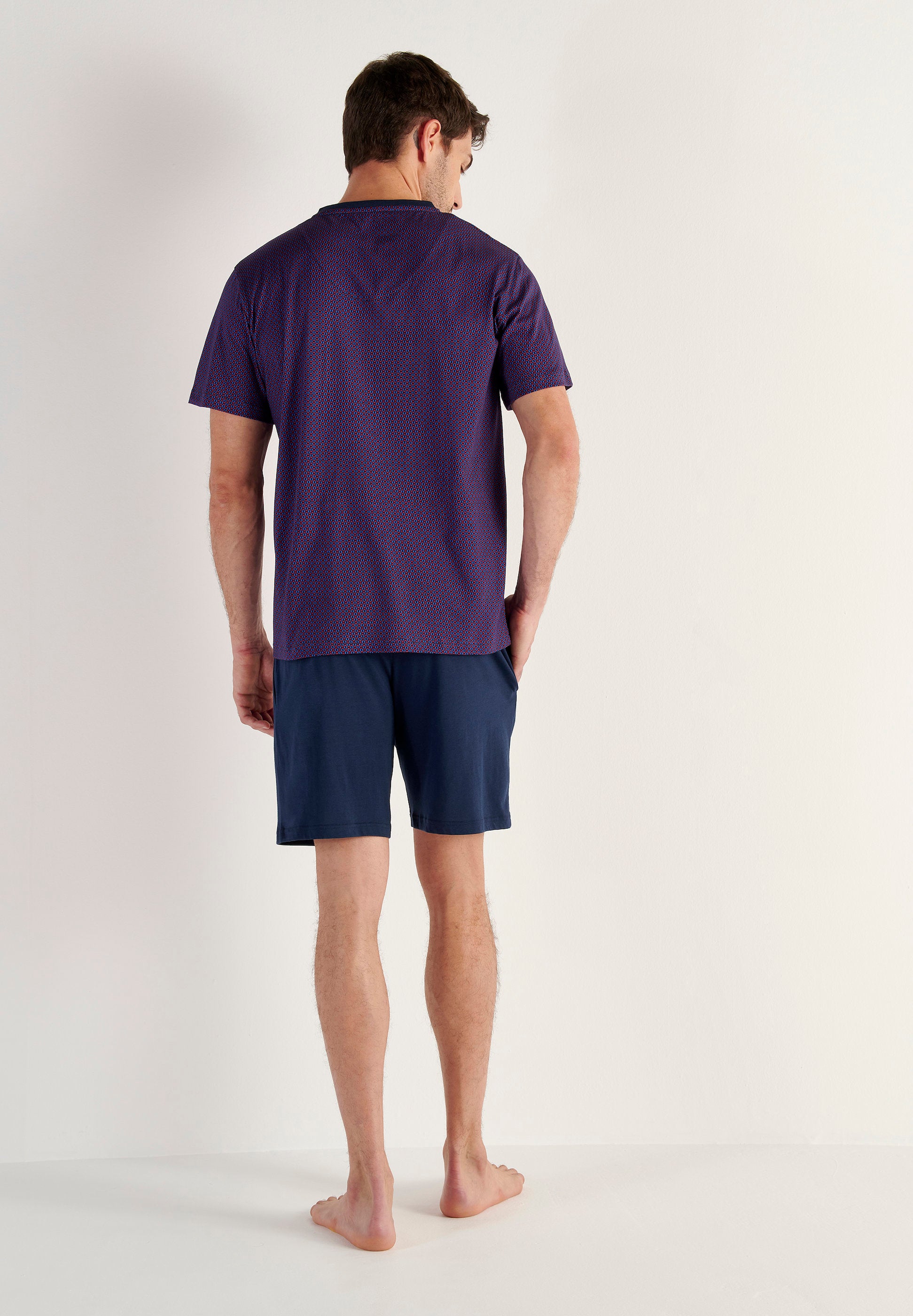 hom-fats-pyjama-court-homme-navy-print-coton-modal image 6