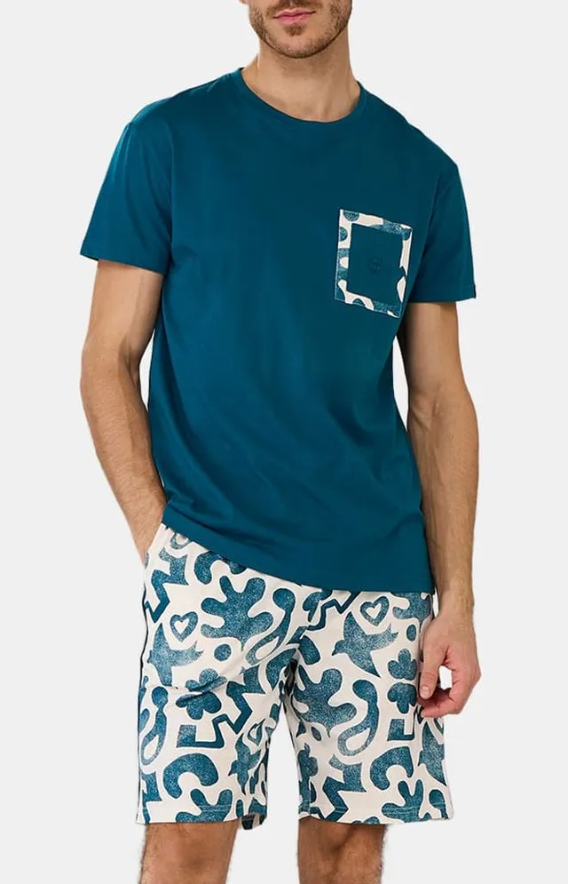 arthur-bob-matis-pyjashort-homme-pu00e9trole-coton-bio image 1