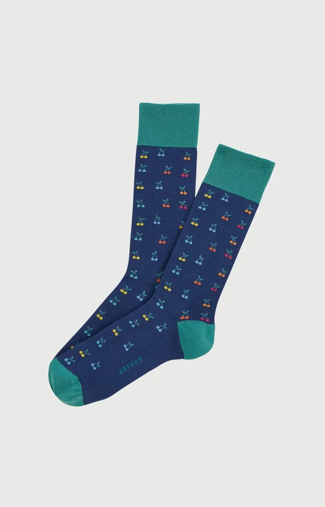 arthur-bob-chaussettes-cerise-marine-coton-40-46 image 1