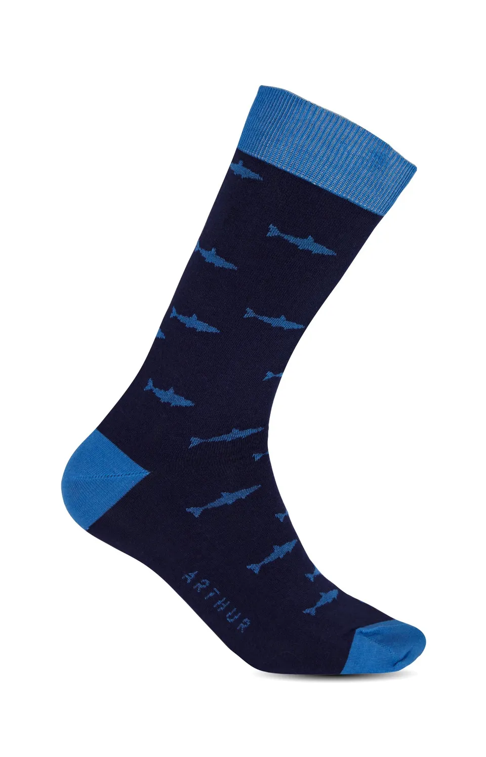 arthur-bob-requin-chaussettes-homme-marine-39-45-coton image 1