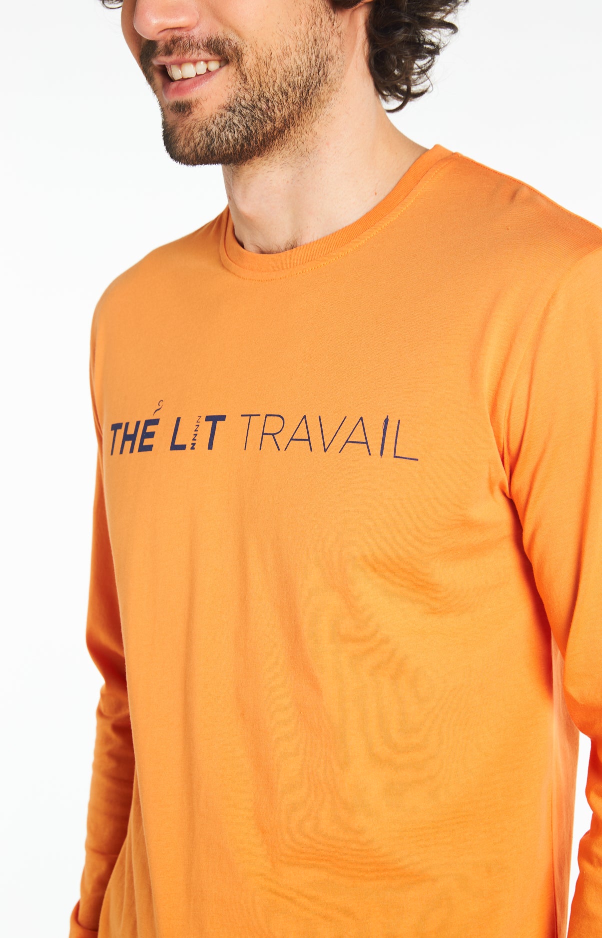 arthur-bob-orange-pyjama-homme-marine-coton-bio-long image 2