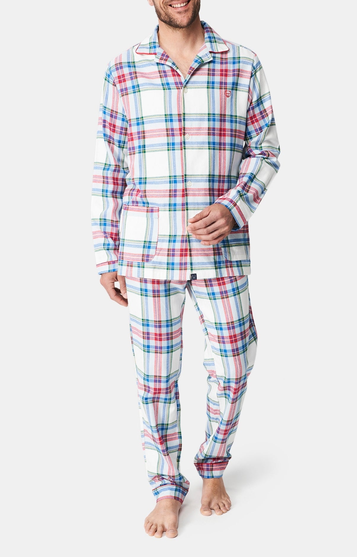 arthur-bob-pyjama-logan-homme-blanc-flanelle-coton-chaud image 1