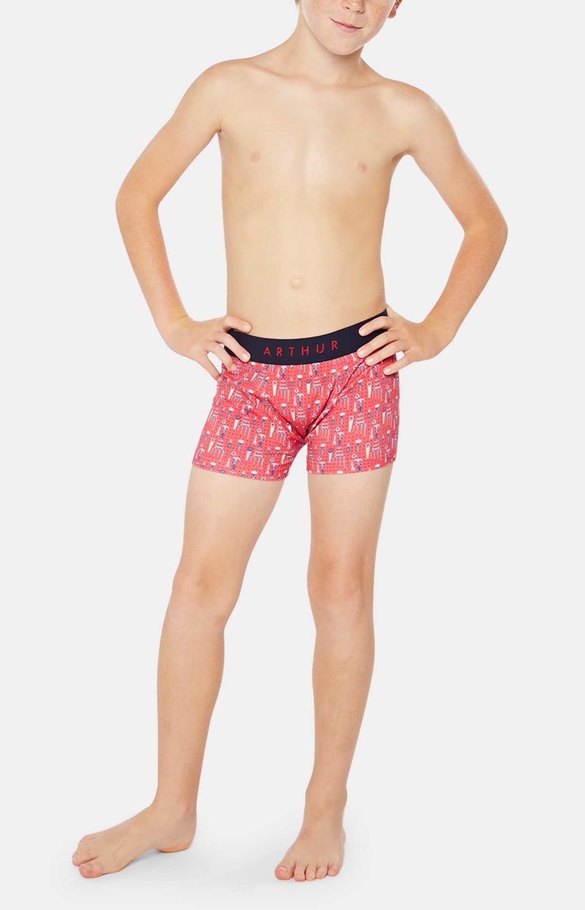 arthur-bob-boxer-enfant-bricolage-rouge-coton-bio-gar-on image 1