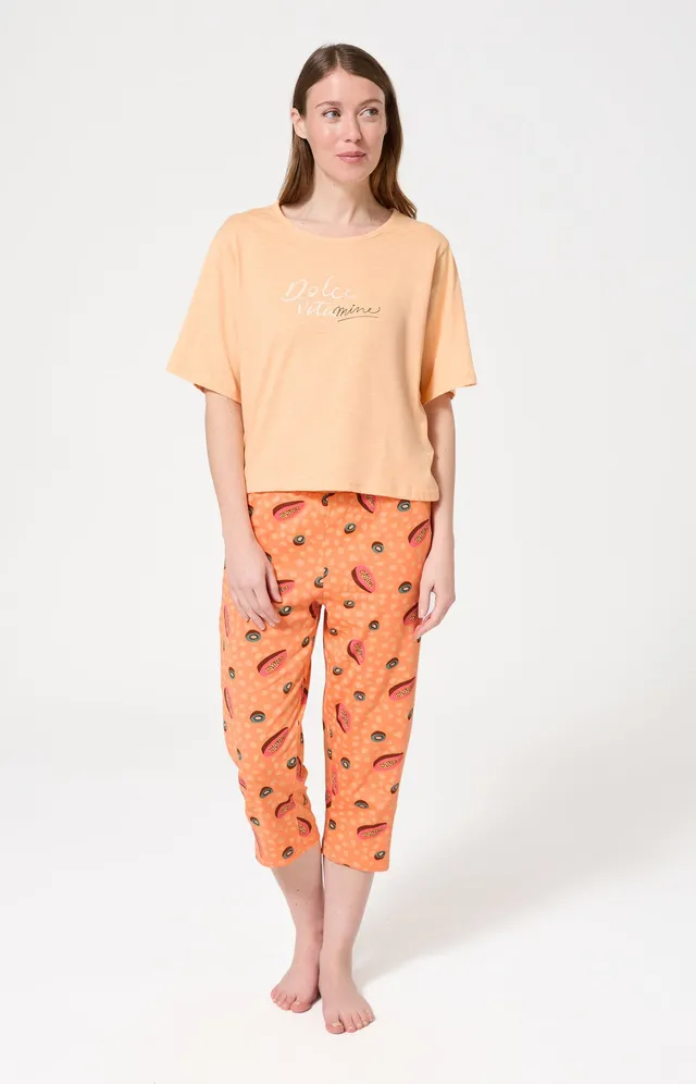 arthur-bob-dolce-vitamines-pyjama-corsaire-coton-bio-orange image 1