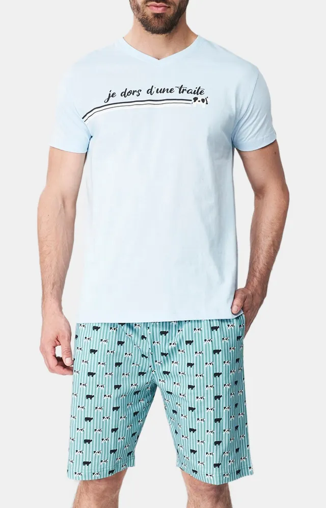 arthur-bob-meeuuh-pyjashort-coton-bio-vert-homme image 1