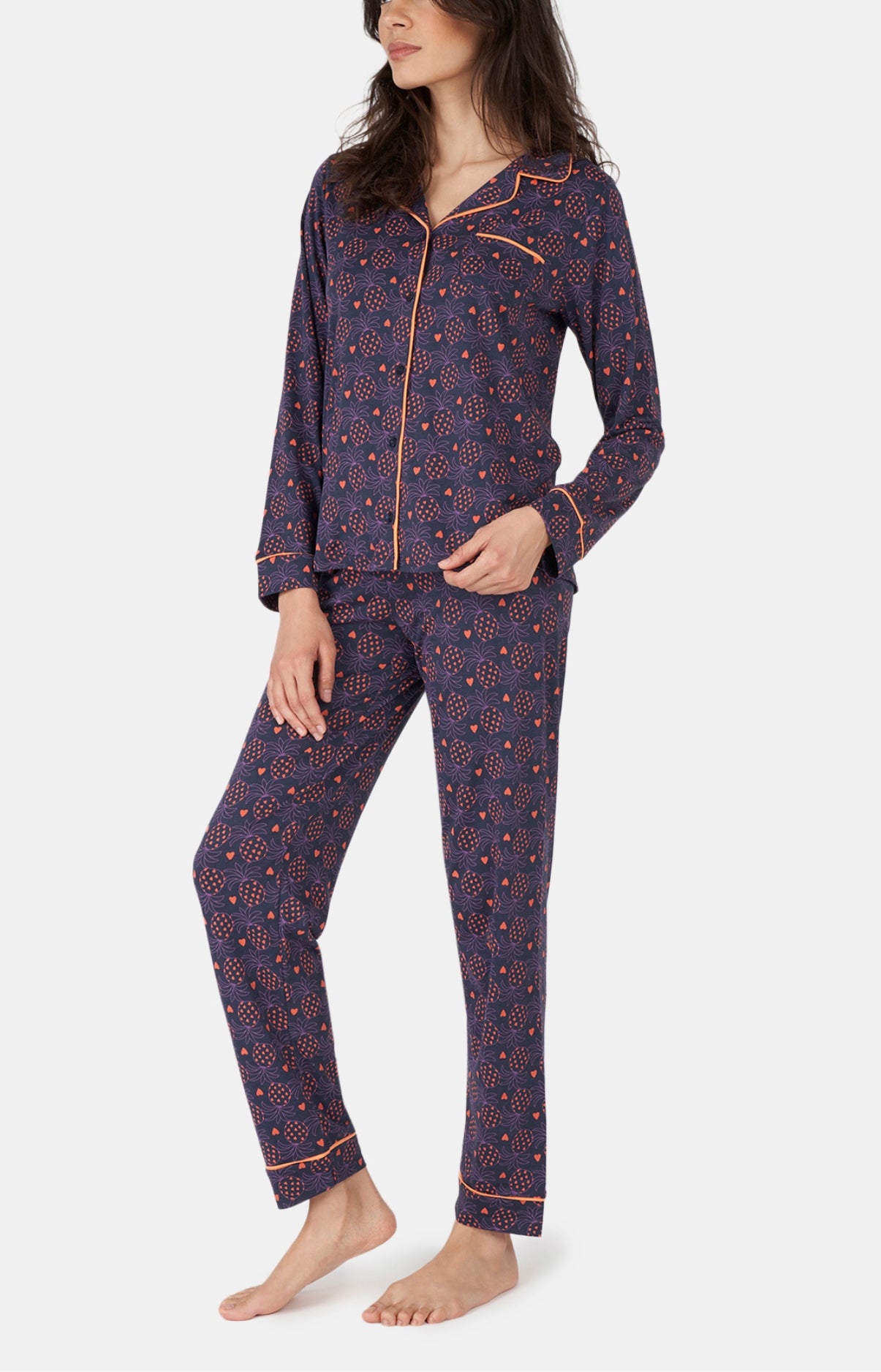 arthur-bob-pyjama-fruit-d-fendu-femme-marine-lyocell-coton image 5