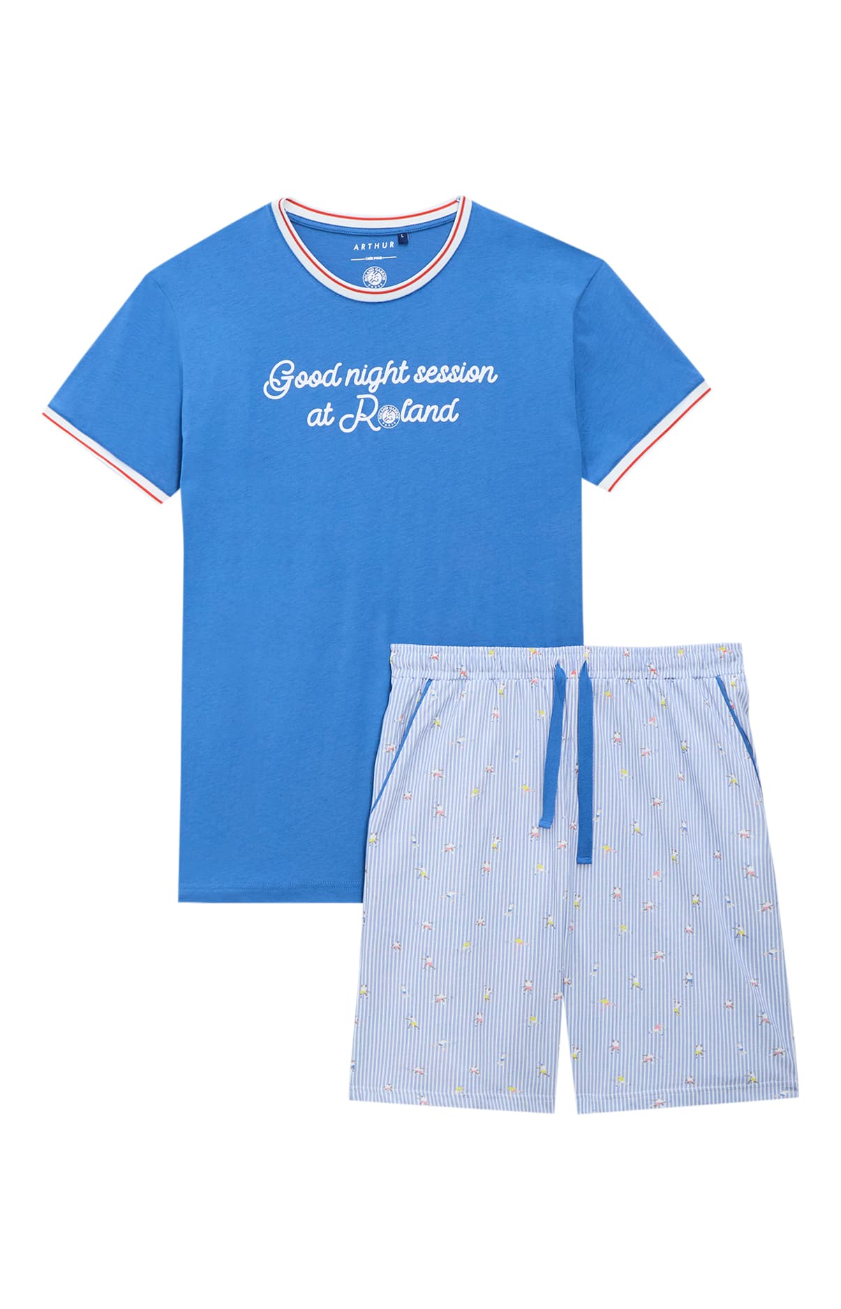 arthur-bob-good-night-session-pyjashort-homme-bleu-coton-bio image 3