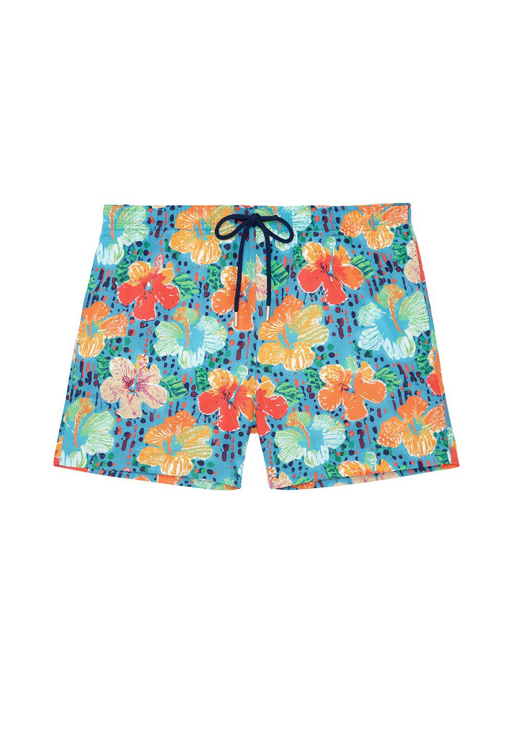 hom-h-fresh-dino-beach-boxer-short-de-bain-turquoise-fleurs image 1