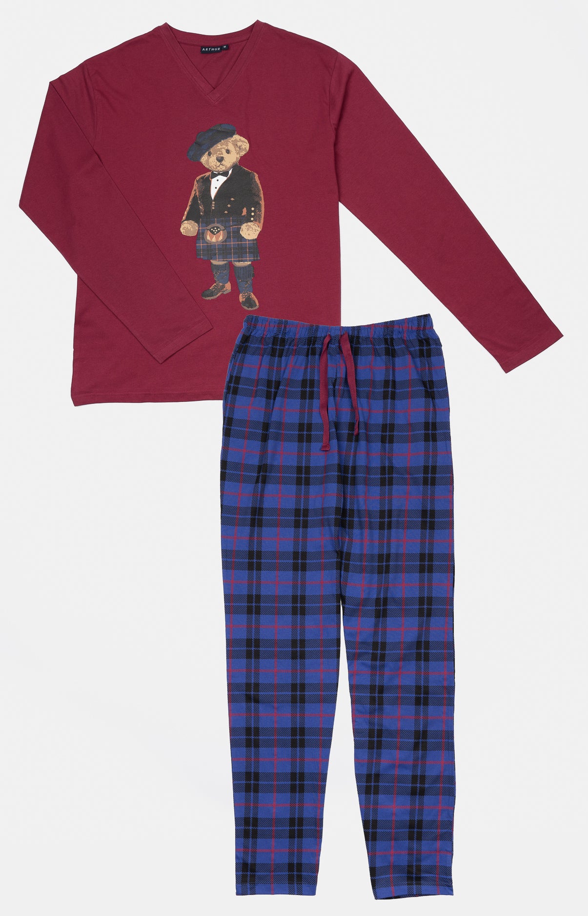 arthur-bob-boston-pyjama-long-coton-homme-marine image 3