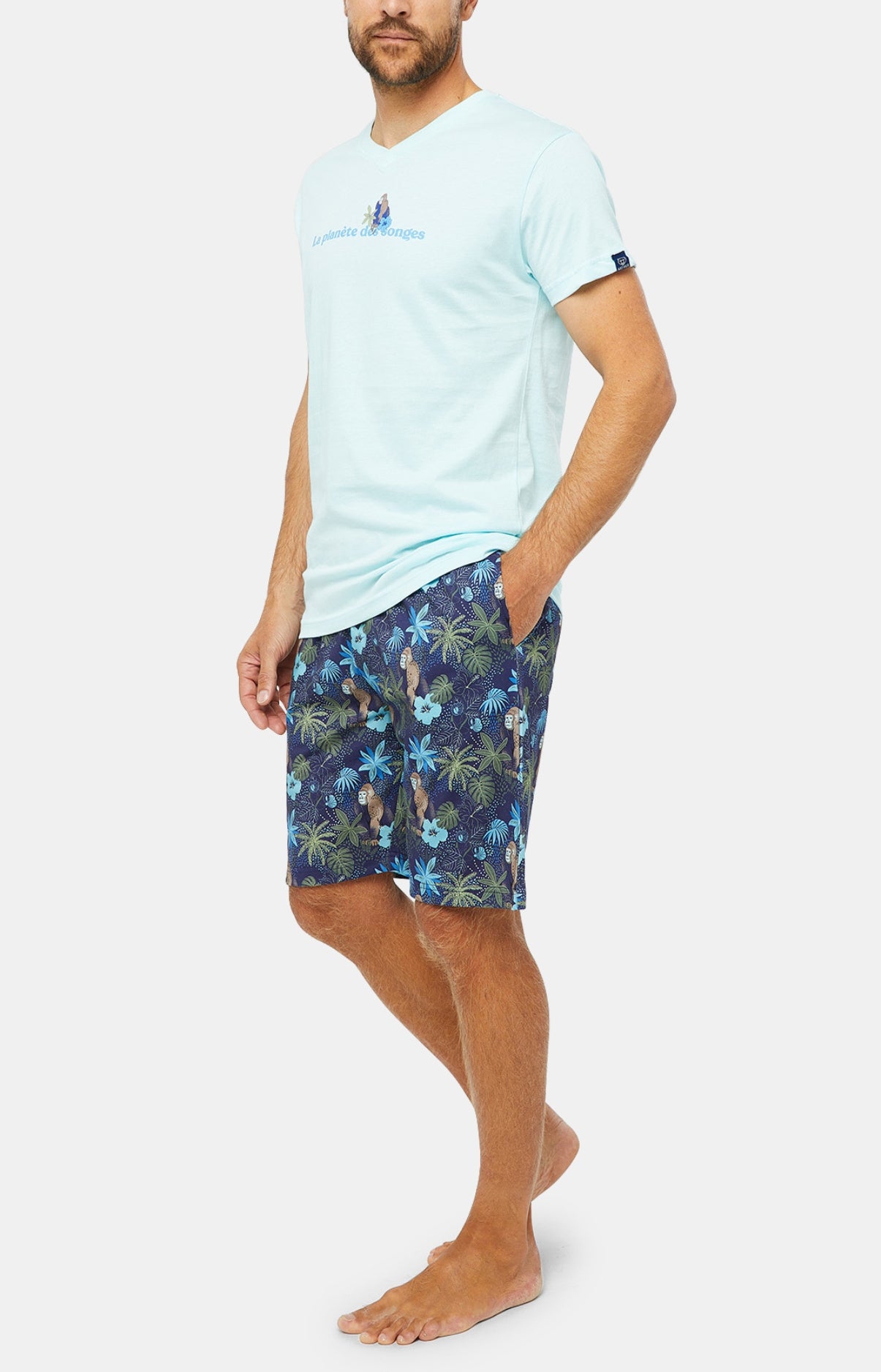 arthur-bob-pyjashort-jungle-marine-homme-coton-bio image 2