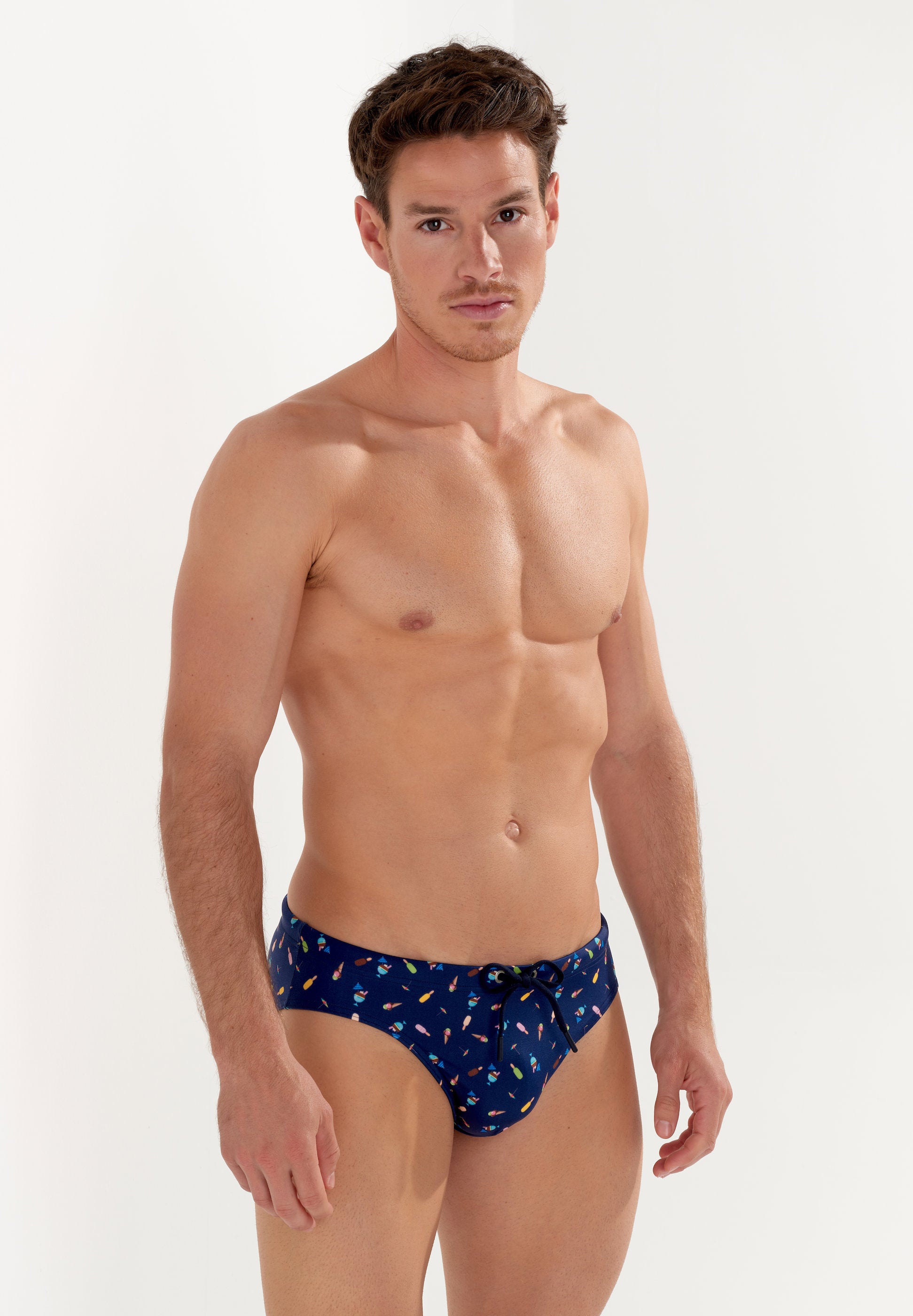 hom-h-fresh-summer-swim-mini-brief-slip-de-bain-navy-print-glaces image 2