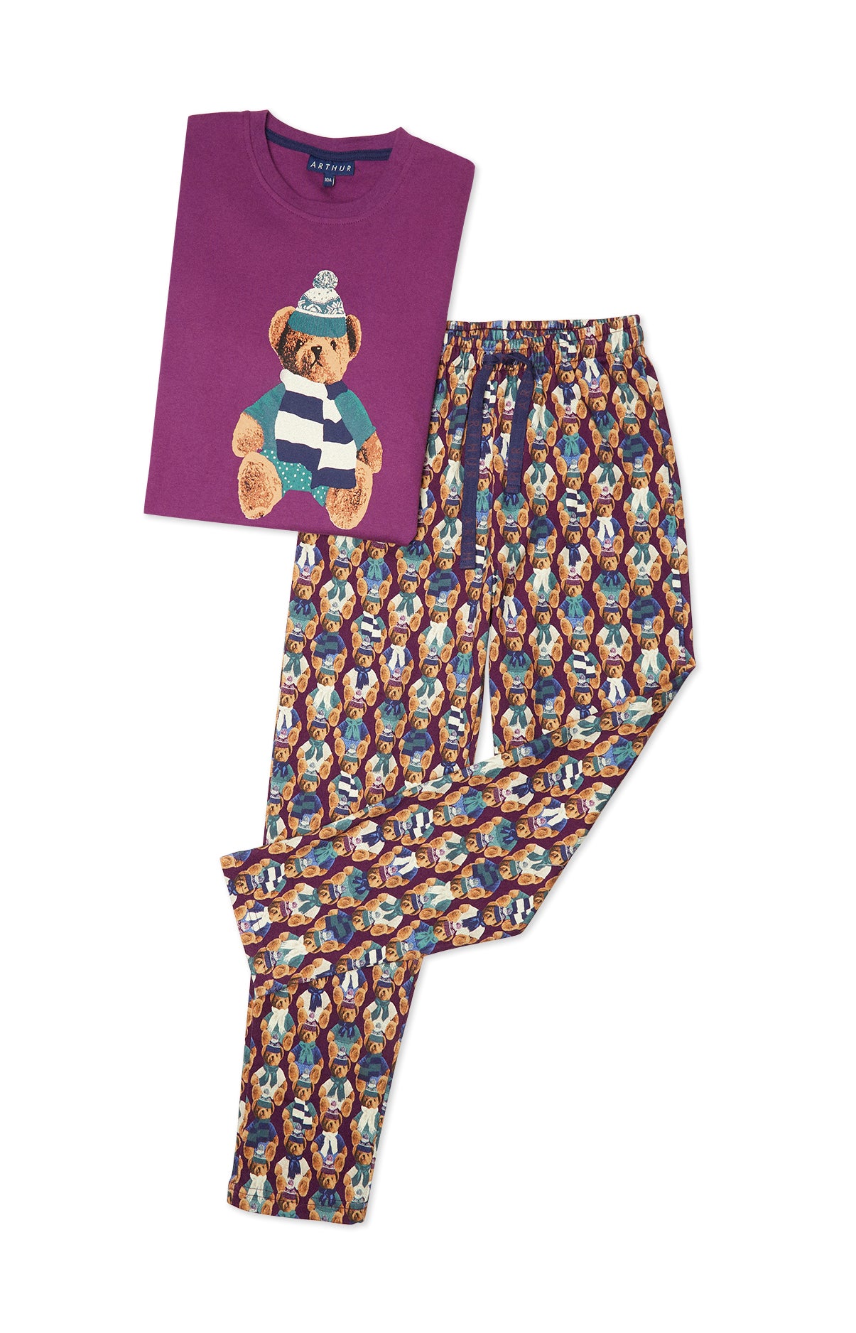 arthur-bob-teddy-violet-pyjama-long-fille-coton-bio image 3