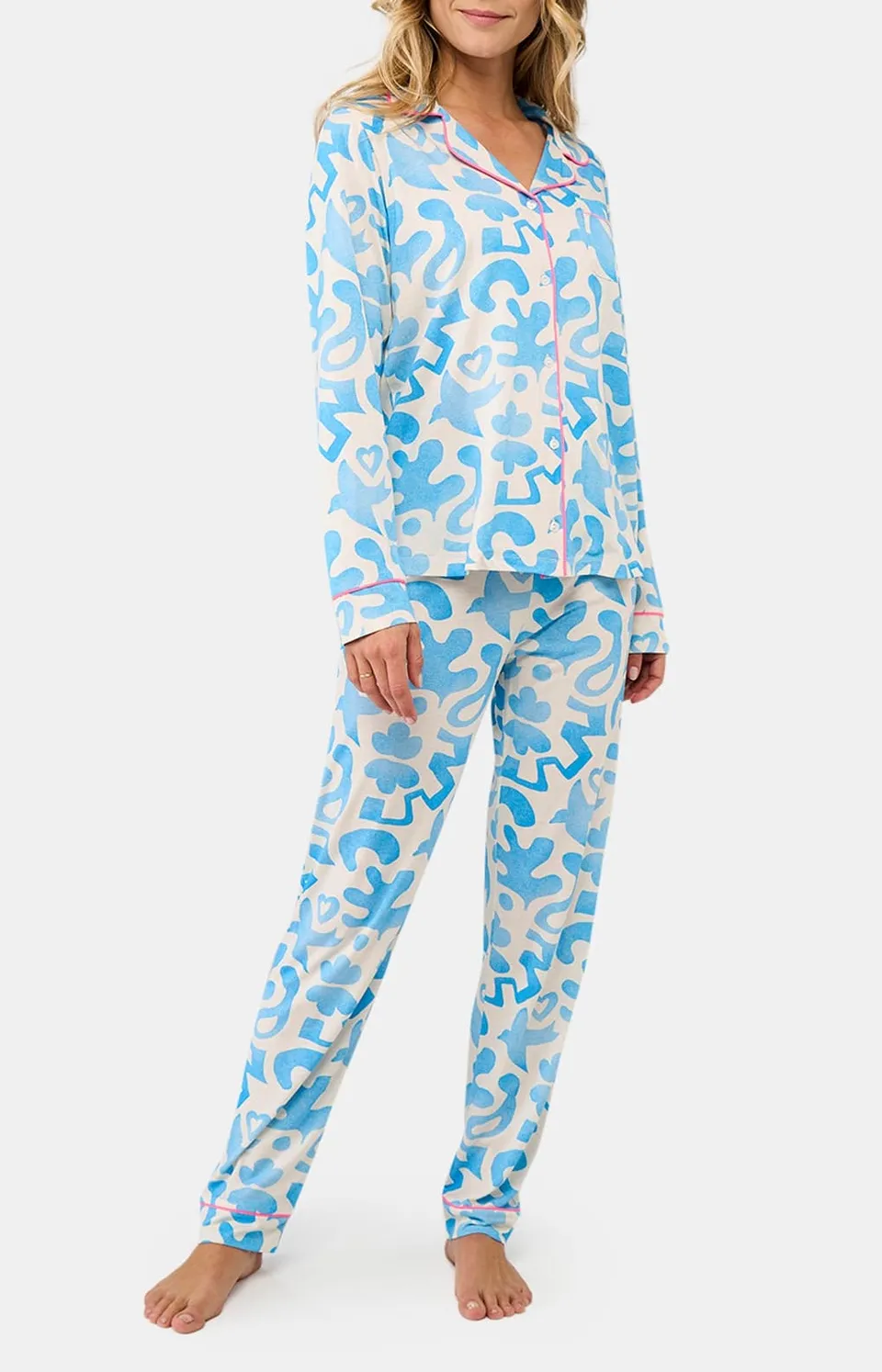 arthur-bob-matis-pyjama-femme-bleu-lyocell-coton image 1