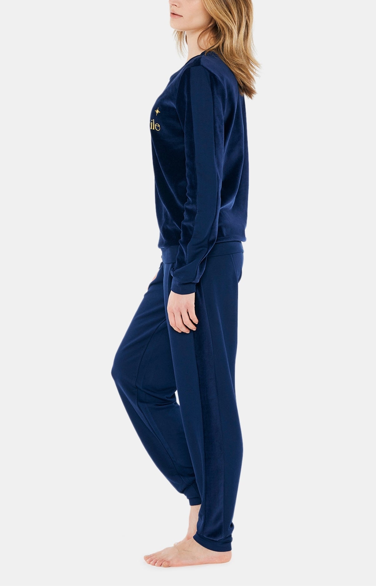 arthur-bob-pyjama-femme-marine-uni-chaud-hiver image 4