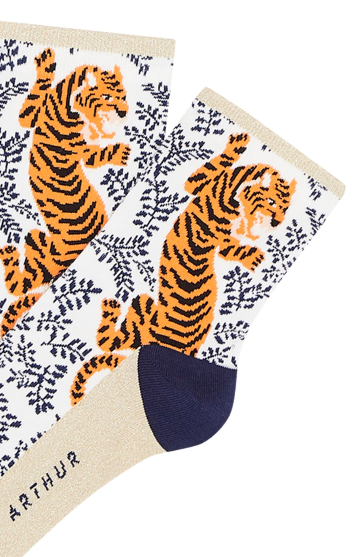 arthur-bob-tigre-chaussettes-femme-blanc-coton-lurex image 2