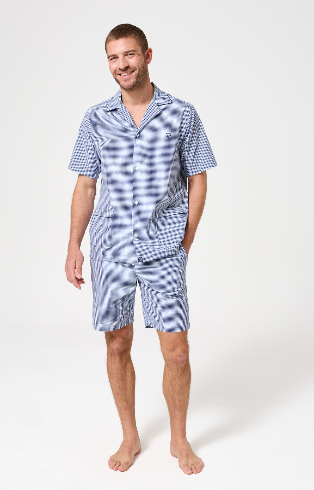 arthur-bob-vichy-pyjama-court-coton-homme-marine image 1