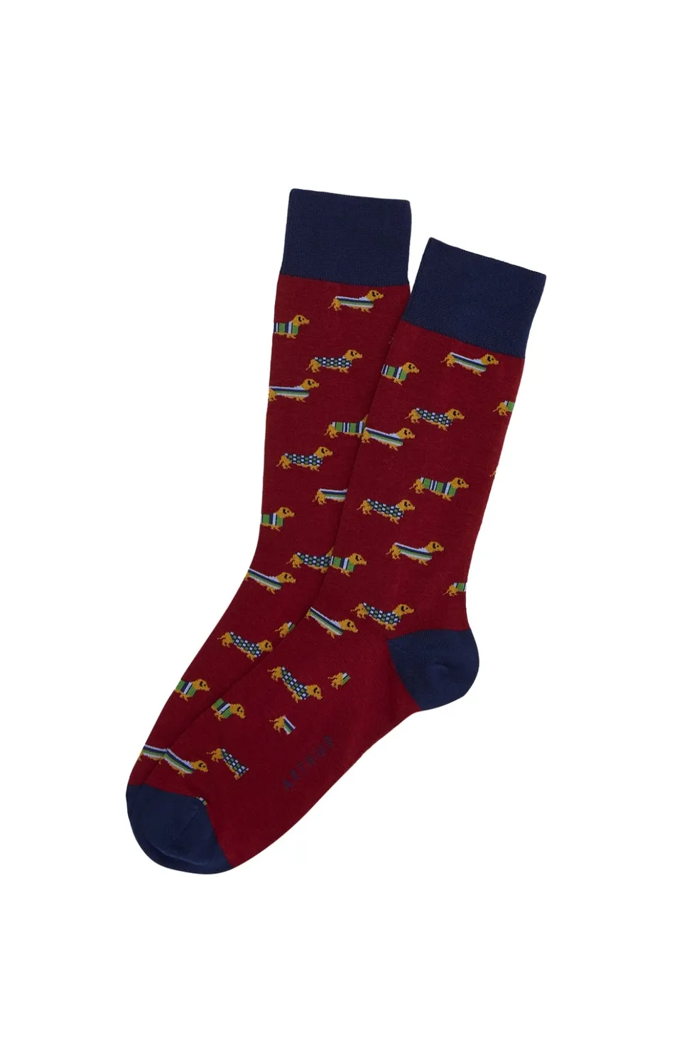 arthur-bob-teckel-chaussettes-homme-bordeaux-40-46-coton image 1