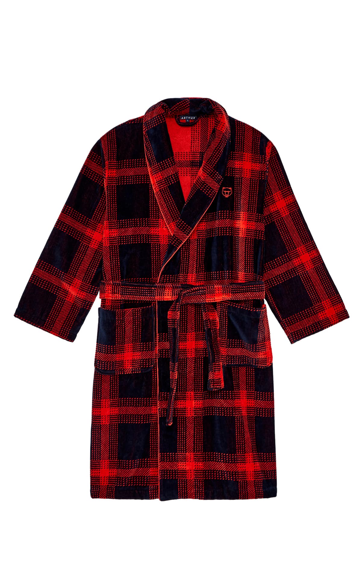 arthur-bob-on-fire-peignoir-homme-rouge-velours-coton image 3
