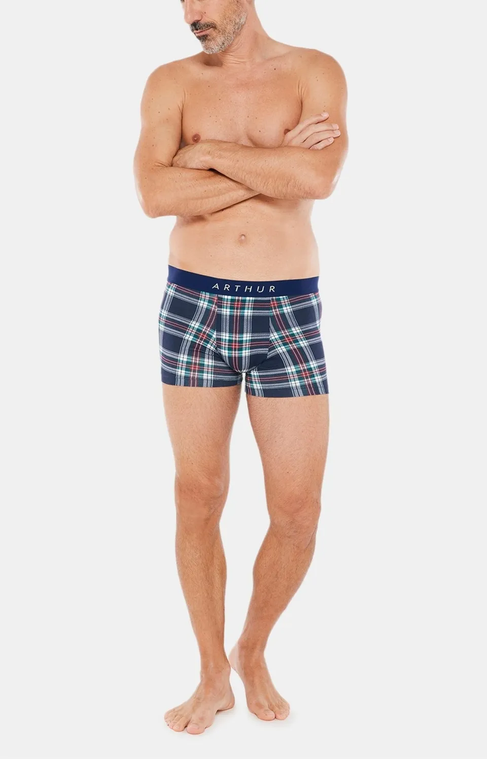 arthur-logan-boxer-homme-marine-taille-l-coton-bio image 1