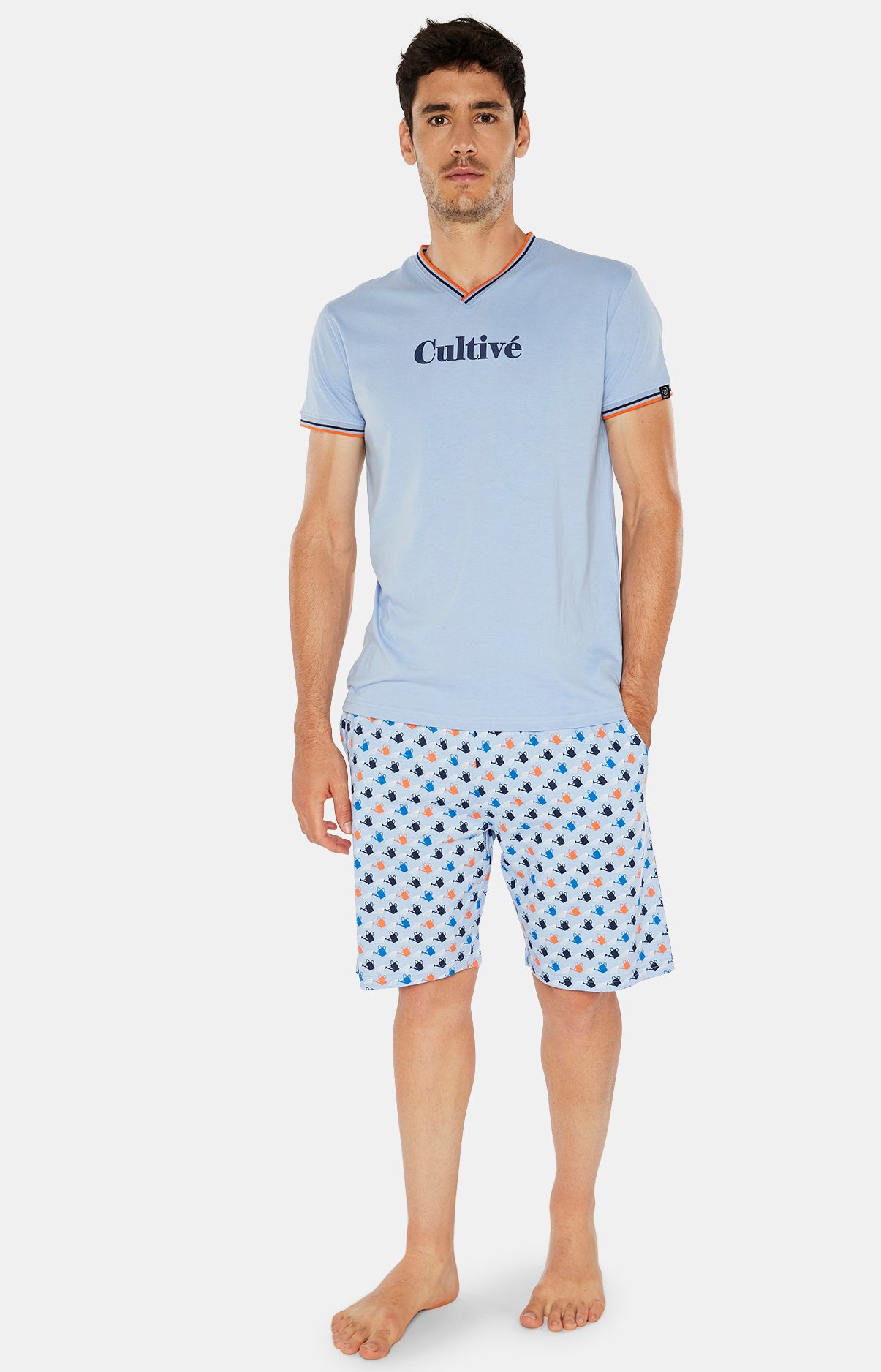 arthur-bob-cultiv-pyjashort-coton-bio-homme-ciel-court image 1