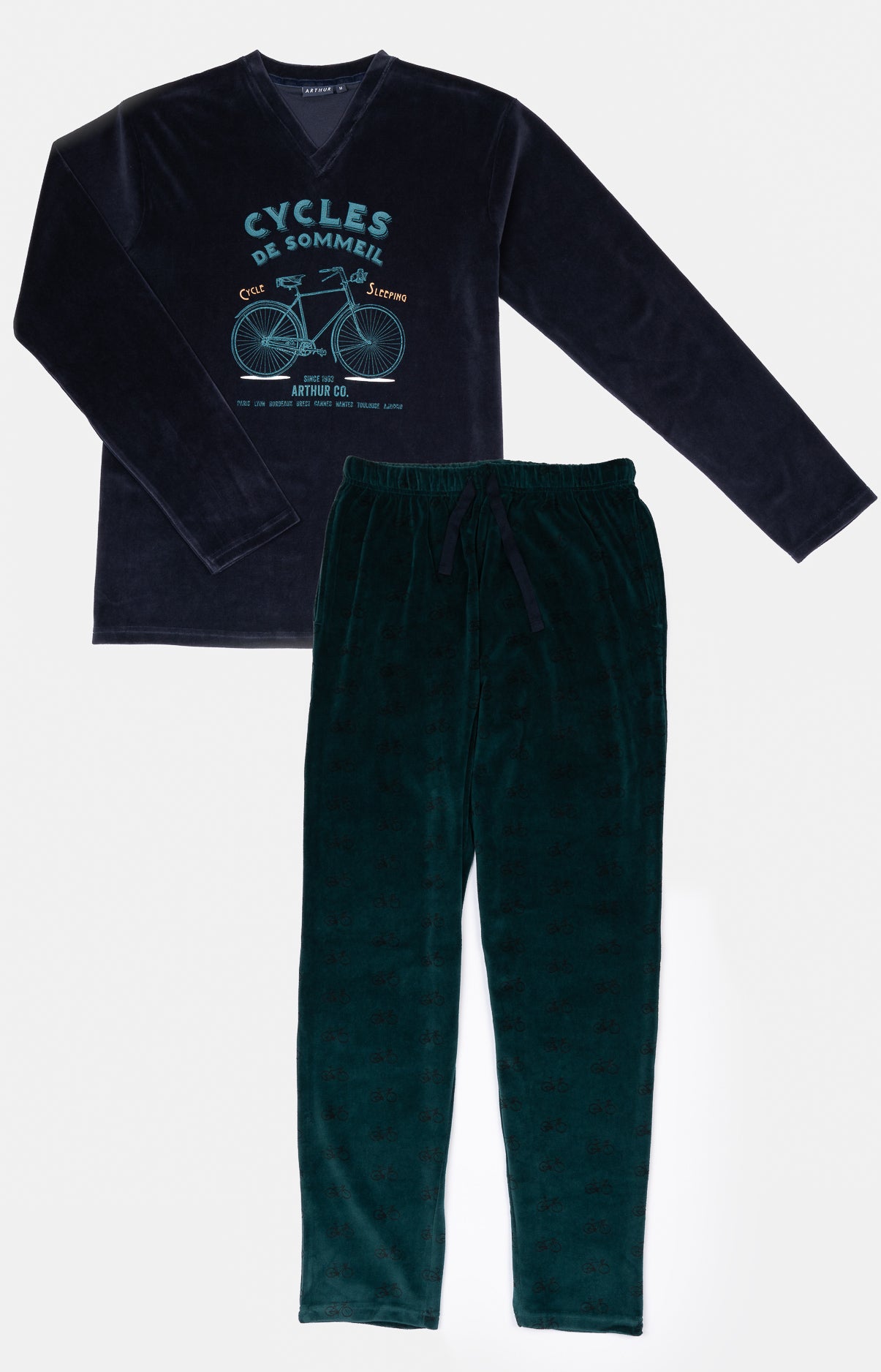 arthur-bob-cycliste-pyjama-velours-sapin-homme image 3