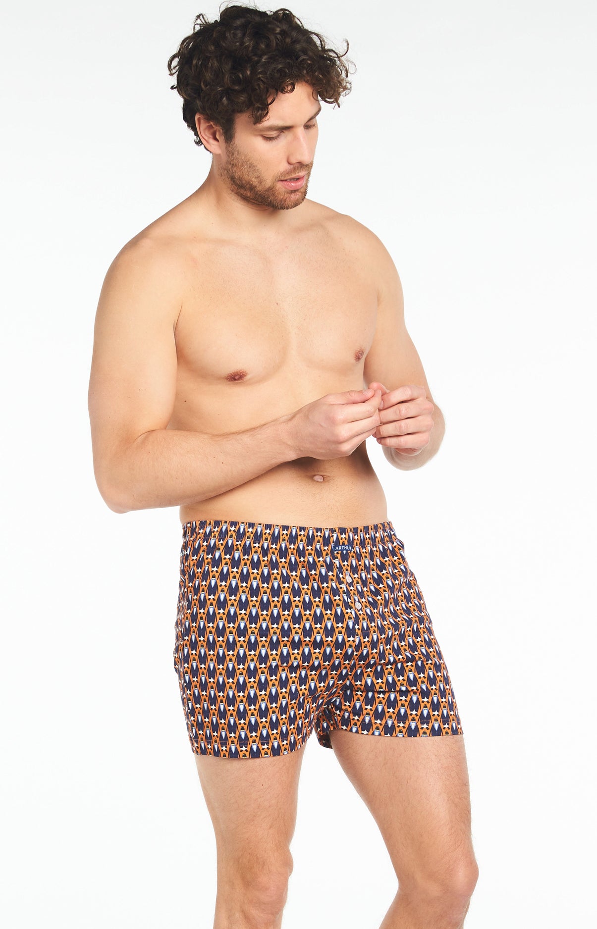 arthur-le-club-cale-on-nuit-homme-orange-coton-bio image 5