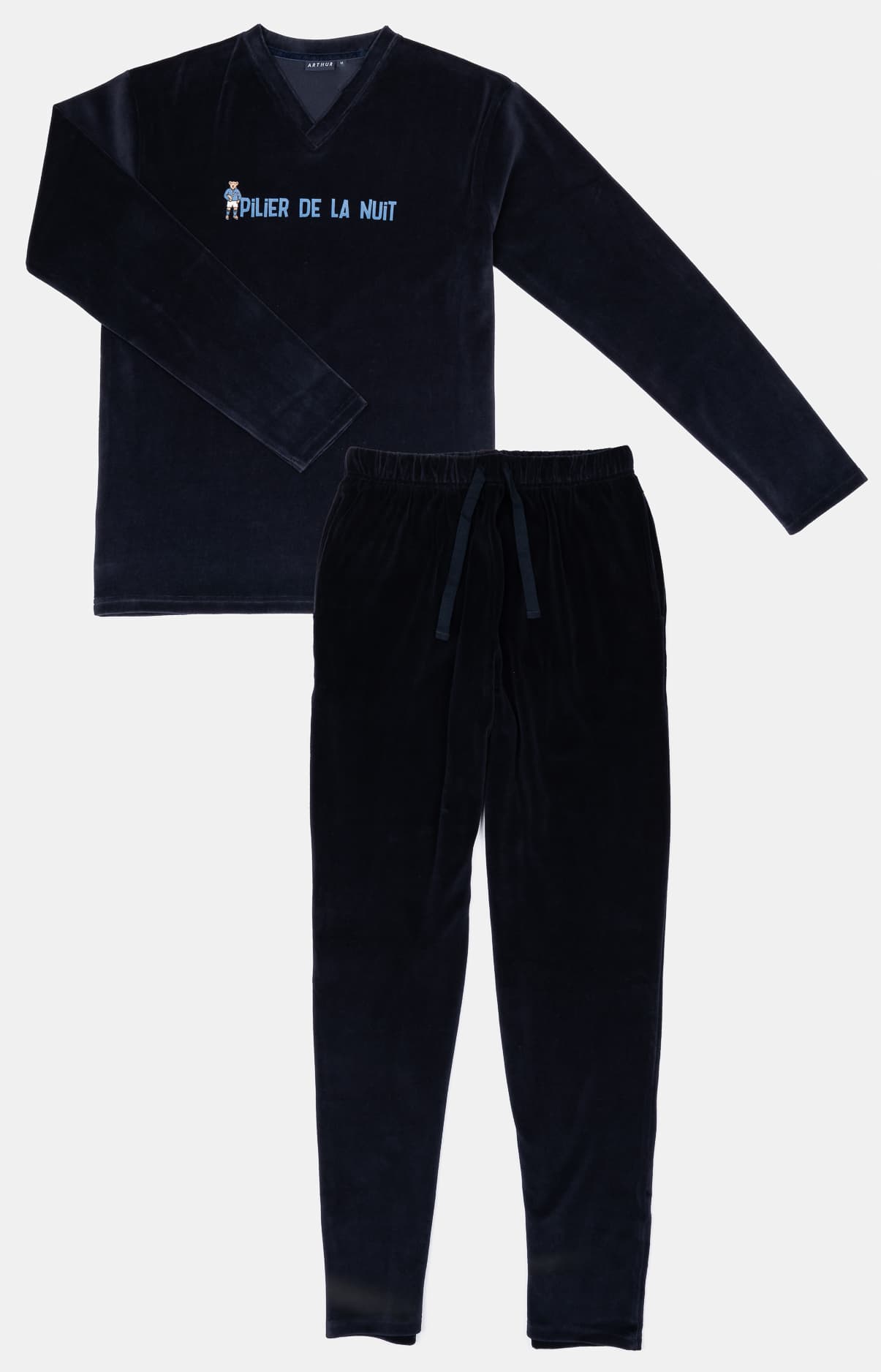 arthur-bob-pilier-de-la-nuit-pyjama-velours-noir-coton image 3