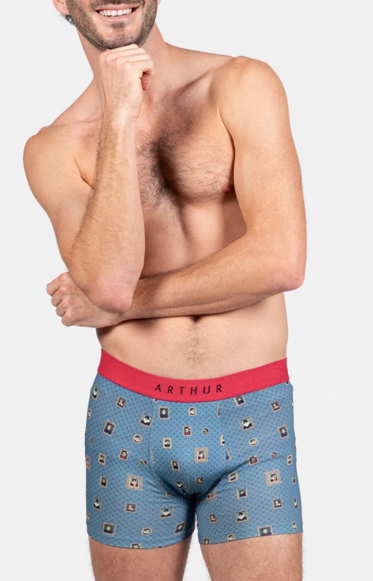 arthur-bob-cadre-bleu-boxer-coton-bio-homme-bleu image 2