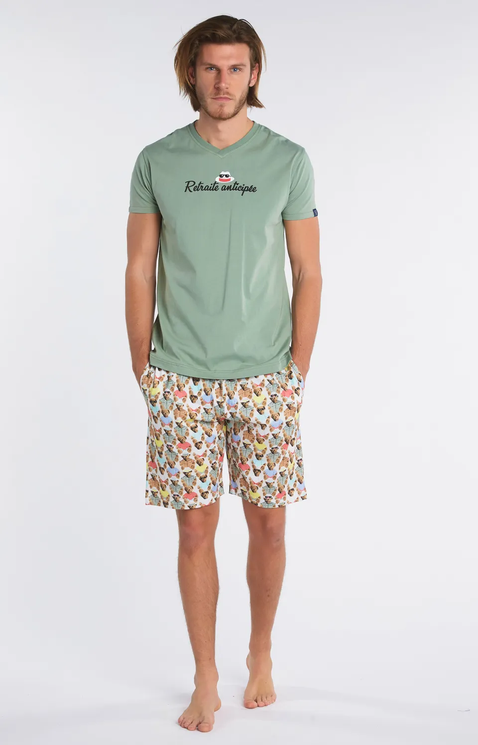 arthur-bob-teddy-pyjashort-coton-bio-homme-multicolore image 1