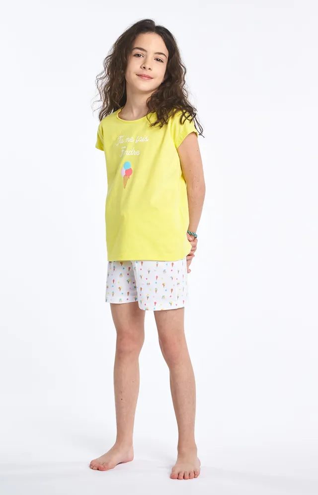 arthur-bob-pyjashort-icecream-blanc-pyjama-fille-coton-bio image 1