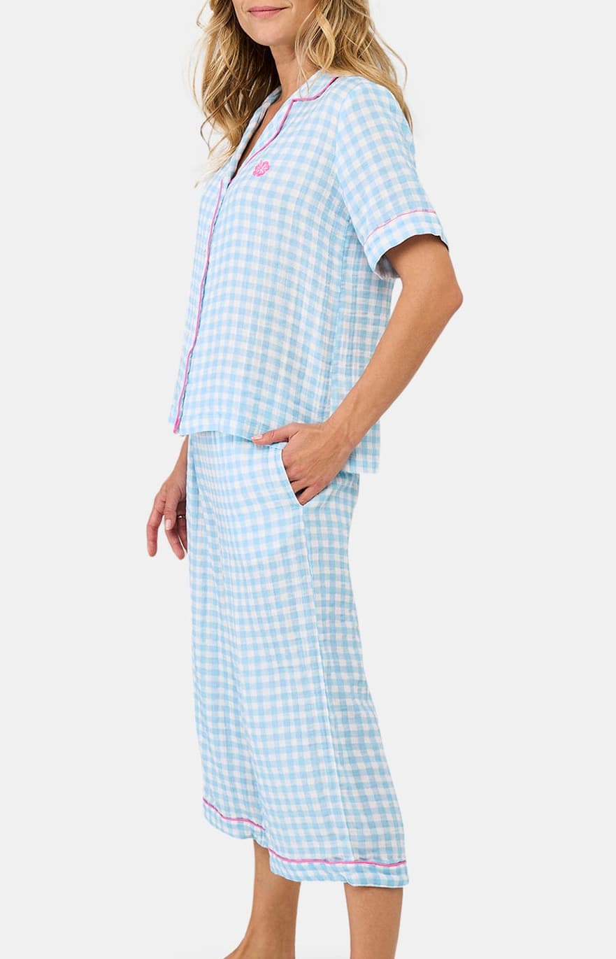arthur-bob-vichy-pyjacorsaire-femme-lagon-gaze-coton image 2