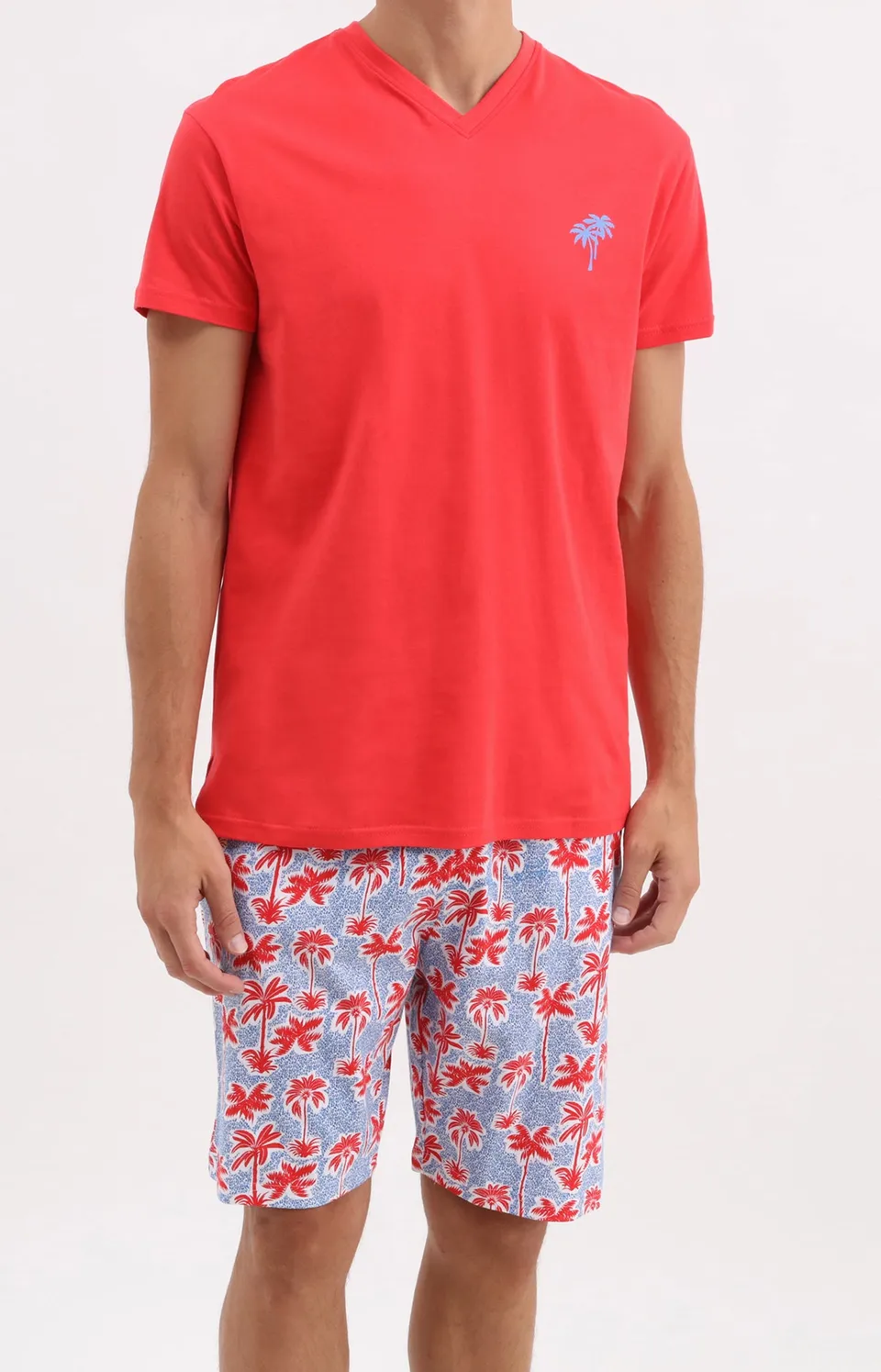 arthur-bob-pyjashort-coton-palmier-rouge image 1