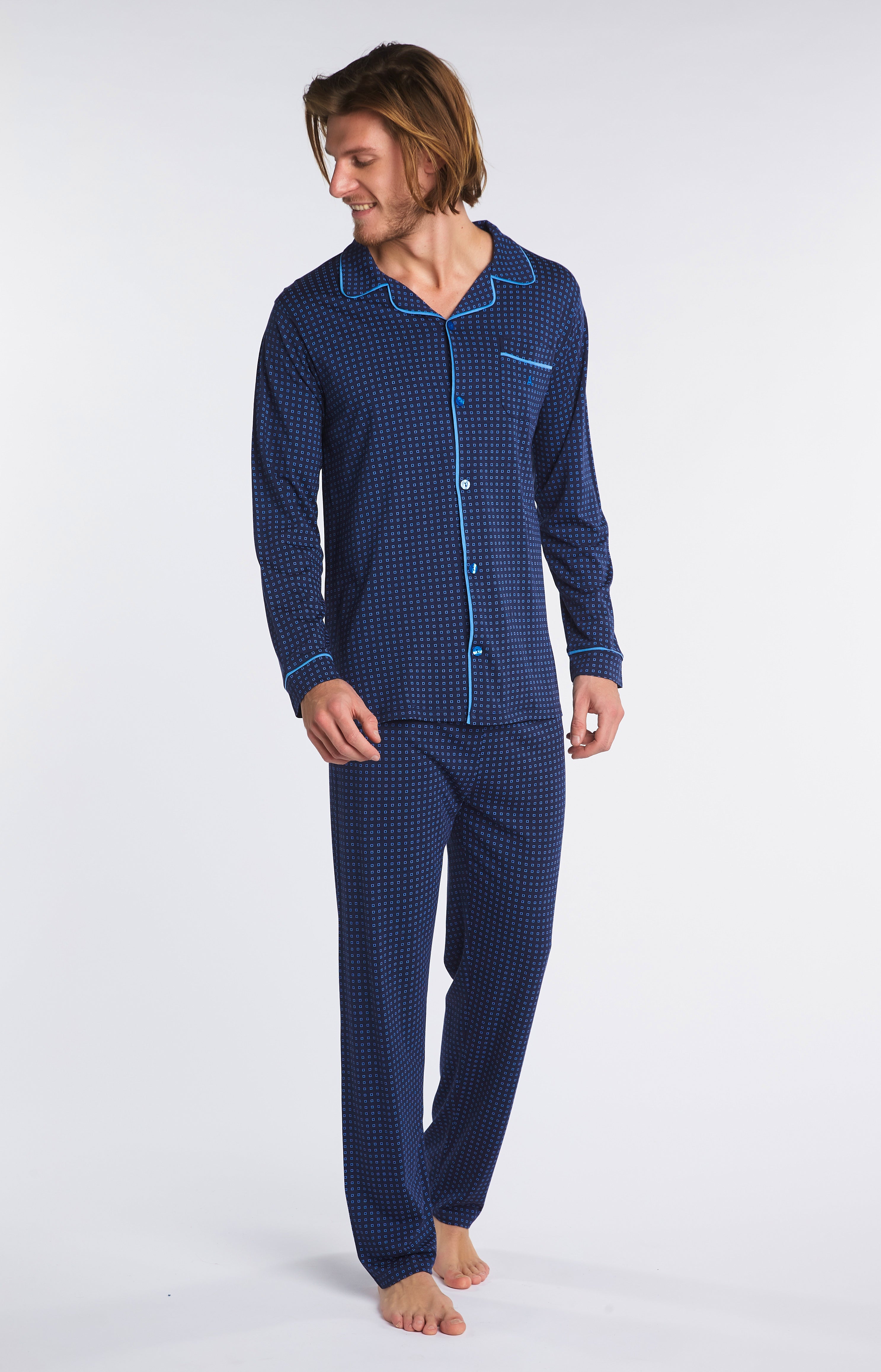 arthur-bob-pyjama-long-carreaux-marine-coton-homme image 4
