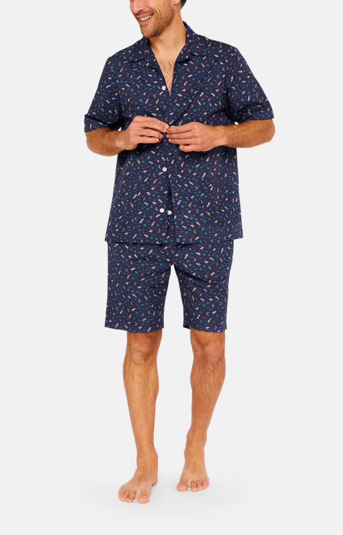 arthur-bob-pyjama-court-boutonn-coton-bio-marine-california image 1