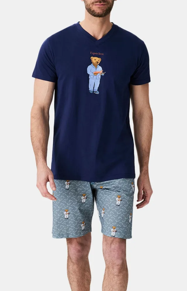 arthur-bob-esprit-livre-pyjashort-homme-gris-coton-bio image 1